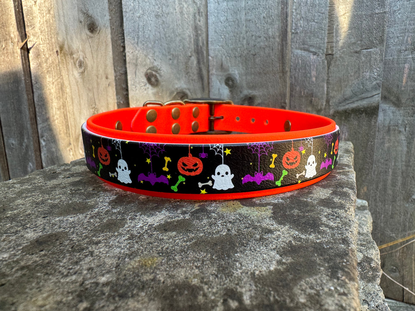 17-20 inches Spooky UV printed Biothane Adjustable Collar