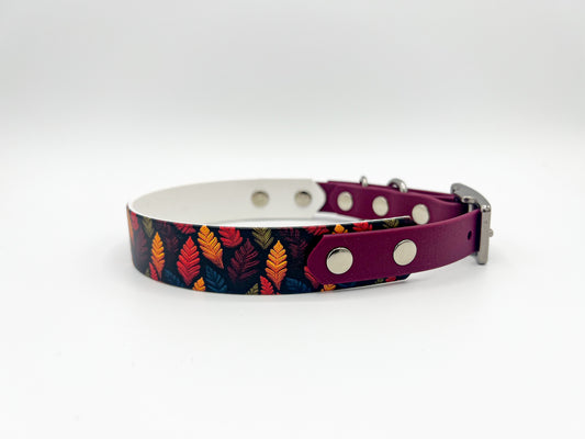 Autumn Leaves Hound Style 25mm Biothane Adjustable Collar