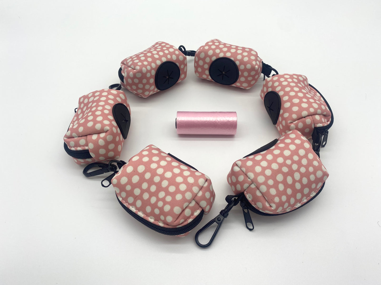 Poop Bag Holder (Pink & White Polka Dots)