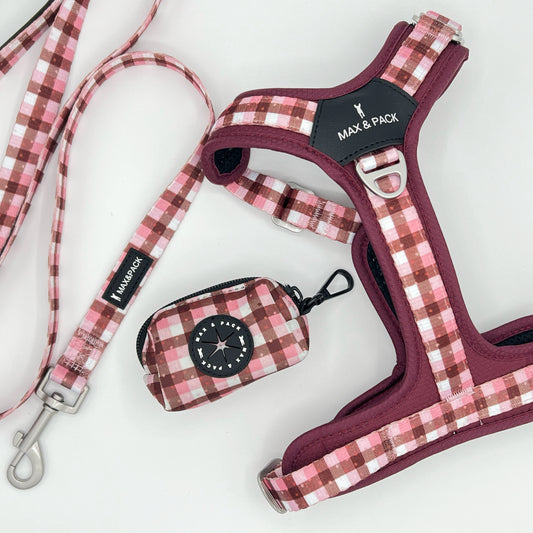 *Bundle* BurgHoundy Harness, Lead and Poop Bag Holder